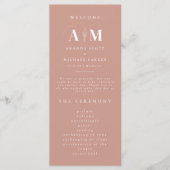 Modern Elegance Dusty Roos Wedding Programmakaart (Voorkant)