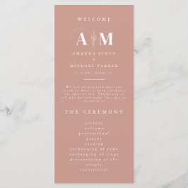 Modern Elegance Dusty Roos Wedding Programmakaart