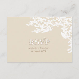 Modern Elegance Ecru Fleur de Lis RSVP Kaartje