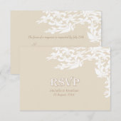 Modern Elegance Ecru Fleur de Lis RSVP Kaartje (Voorkant / Achterkant)