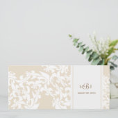 Modern Elegance Ecru Fleur de Lis Wedding Kaart (Staand voorkant)