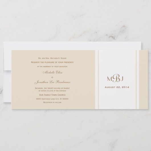 Modern Elegance Ecru Fleur de Lis Wedding Kaart (Achterkant)