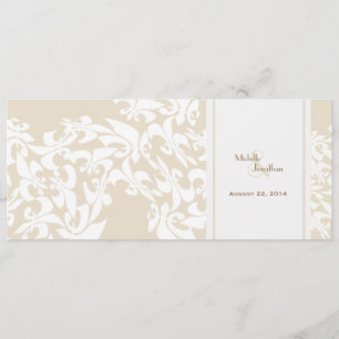 Modern Elegance Ecru Fleur de Lis Wedding Kaart