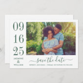 Modern Elegance Emerald Green Wedding Foto Save The Date (Voorkant / Achterkant)
