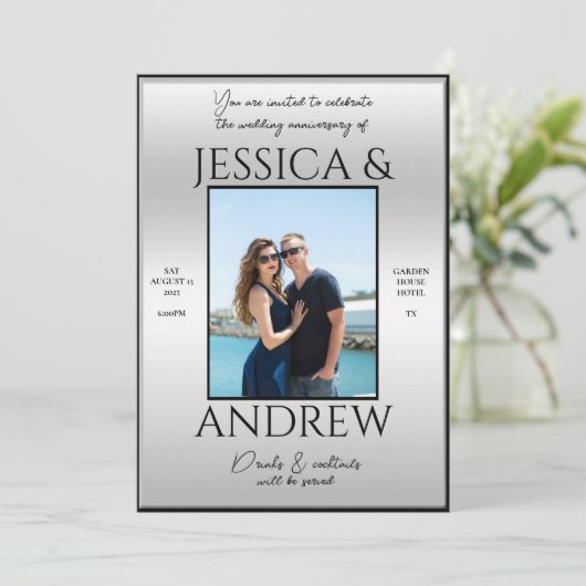 Modern Elegance Foto bruiloft Jubileum Kaart (Staand voorkant)