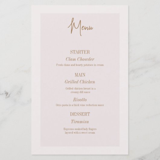 Modern Elegance foto bruiloft menu (Achterkant)