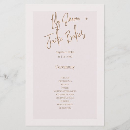 Modern Elegance foto bruiloft programma (Achterkant)