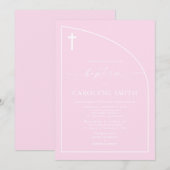 Modern Elegance Girl Baptism Invitation Kaart (Voorkant / Achterkant)