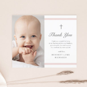 Modern Elegance Girls Baptism Dank je Briefkaart