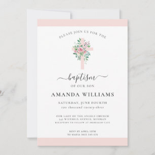 Modern Elegance Girls Baptism Invitation Kaart