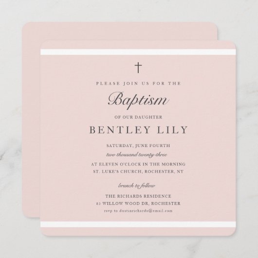 Modern Elegance Girls Baptisme Kaart (Voorkant / Achterkant)