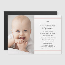 Modern Elegance Girls Photo Baptism Invitation Magnetische Uitnodiging