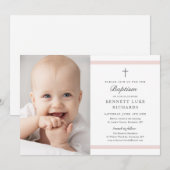 Modern Elegance Girls Photo Baptisme Kaart (Voorkant / Achterkant)