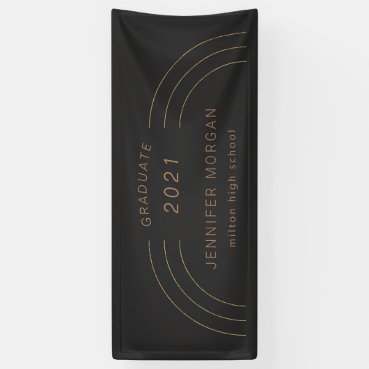 modern elegance gold afstuderen Name Kaart Spandoek (Verticaal)