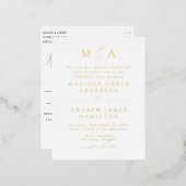 Modern Elegance Gold Monogram Weddenschap Folie Uitnodiging Briefkaart (Voorkant / Achterkant)