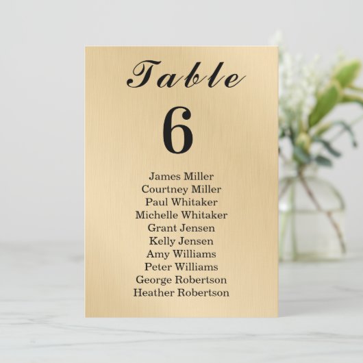 Modern Elegance Gold Table Number Seating Chart (Staand voorkant)