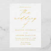 Modern Elegance Gold Wedding Folie Uitnodiging (Voorkant)