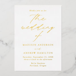Modern Elegance Gold Wedding Folie Uitnodiging