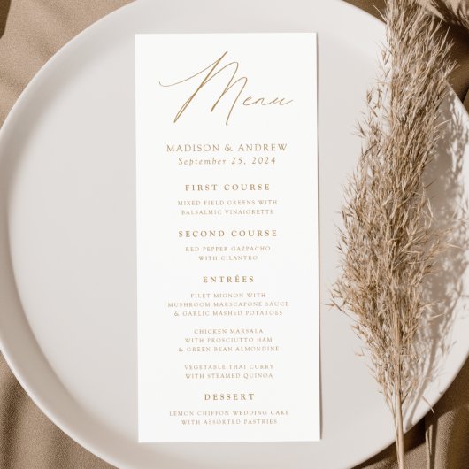 Modern Elegance Gold Wedding Menu