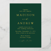 Modern Elegance Green and Gold Photo Wedding Folie Uitnodiging (Voorkant)