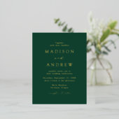 Modern Elegance Green and Gold Wedding Folie Uitnodiging Briefkaart (Staand Voorkant)