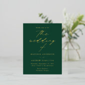 Modern Elegance Green and Gold Wedding Folie Uitnodiging Briefkaart (Staand Voorkant)