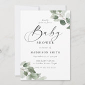 Modern Elegance Green Leaves Baby Shower Kaart (Voorkant)