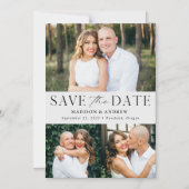 Modern Elegance Grey Three Photo Save the Date Magnetische Uitnodiging (Voorkant)