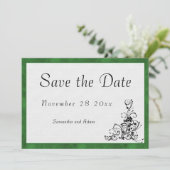 Modern Elegance Groen Lijst Bruiloft Save The Date (Staand voorkant)