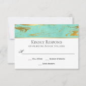 Modern Elegance Mint en Gold Wedding RSVP (Voorkant)