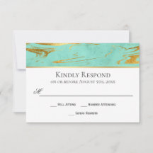 Modern Elegance Mint en Gold Wedding RSVP