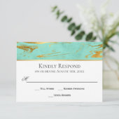 Modern Elegance Mint en Gold Wedding RSVP Kaartje (Staand voorkant)