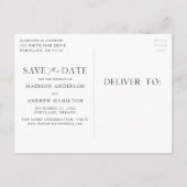 Modern Elegance Navy Two Photo Save the Date Aankondigingskaart (Achterkant)