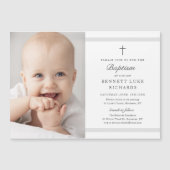 Modern Elegance Photo Baptism Invitation Magnetische Uitnodiging (Voorkant)