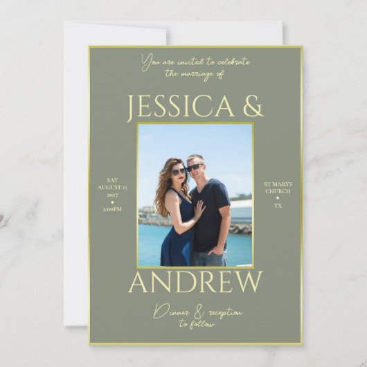 Modern Elegance Photo Wedding Kaart (Voorkant)