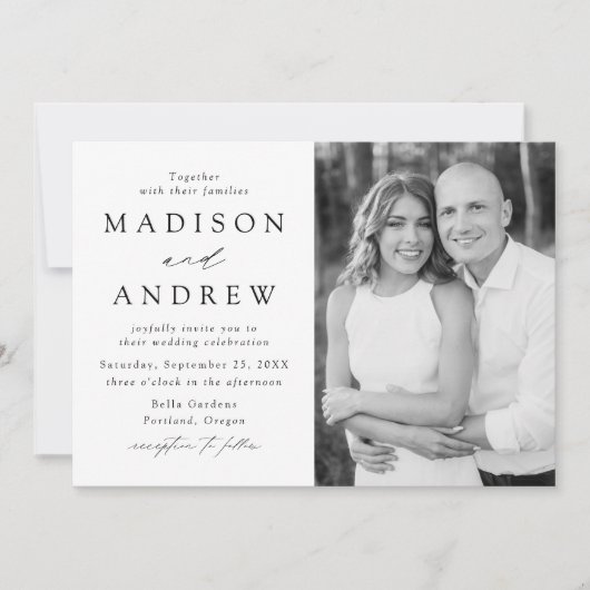 Modern Elegance Photo Wedding Kaart (Voorkant)