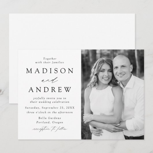 Modern Elegance Photo Wedding Kaart (Voorkant / Achterkant)