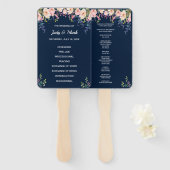 Modern Elegance Pink Floral Botanical Program Fans Handwaaier (Voorkant en achterkant)