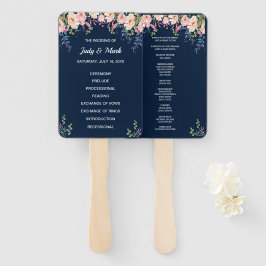 Modern Elegance Pink Floral Botanical Program Fans Handwaaier