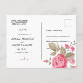 Modern Elegance Pink Floral string l Save the Date Aankondigingskaart (Achterkant)