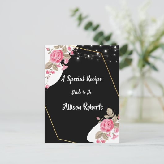 Modern Elegance Pink Floral string l Vrijgezellenf Briefkaart (Staand voorkant)