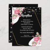 Modern Elegance Pink Floral string light Aankondigingskaart (Voorkant / Achterkant)