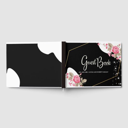 Modern Elegance Pink Floral string light Gastenboek (Volledig)