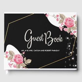 Modern Elegance Pink Floral string light Gastenboek