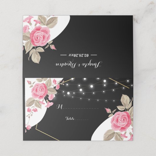 Modern Elegance Pink Floral string light Plaatskaartje (Buitenkant ongevouwen)
