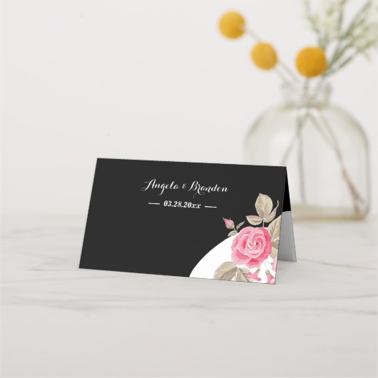 Modern Elegance Pink Floral string light Plaatskaartje (Achterkant)