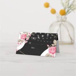Modern Elegance Pink Floral string light Plaatskaartje