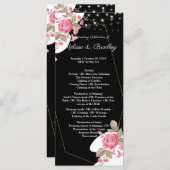 Modern Elegance Pink Floral string light Programmakaart (Voorkant / Achterkant)