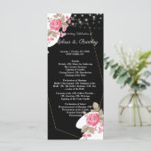 Modern Elegance Pink Floral string light Programmakaart (Staand voorkant)