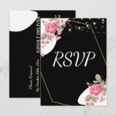 Modern Elegance Pink Floral string light RSVP Uitnodiging Briefkaart (Voorkant / Achterkant)